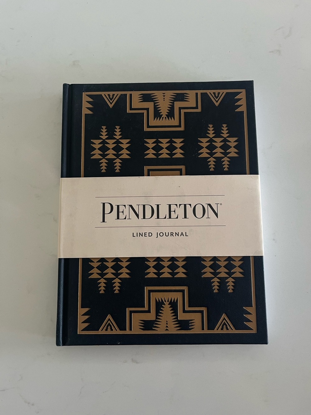 Pendleton Black Journal with Gold Geometric Pattern 128 lined pages, and 6 x 8